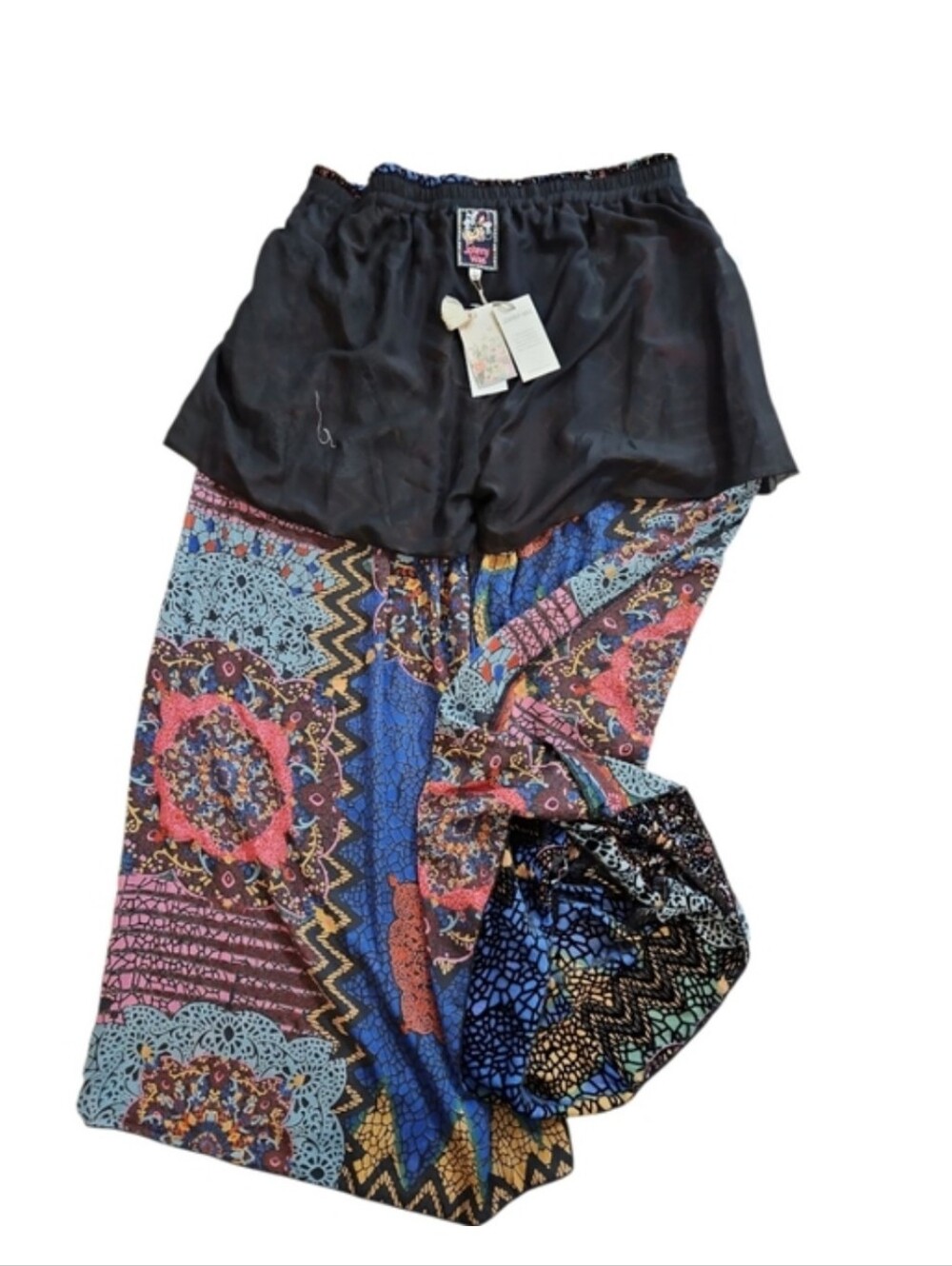 JOHNNY WAS Axelle Burnout Velvet Patchwork Wide Leg Pants Boho Linned L NWT - Picture 9 of 12